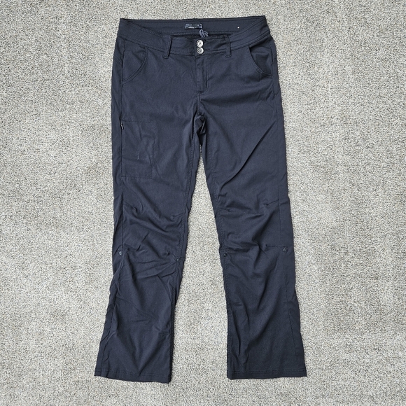 Prana Halle Black Pants with Straight Leg Cut Convertible Capris Hiking Size 10 - Picture 1 of 16